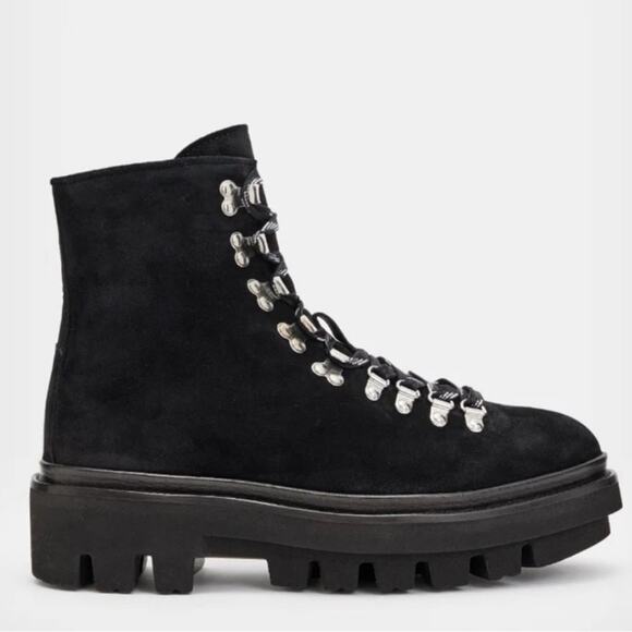 ALLSAINTS WANDA SUEDE combat boots black color US 9 EU 39 NWT - Picture 4 of 16